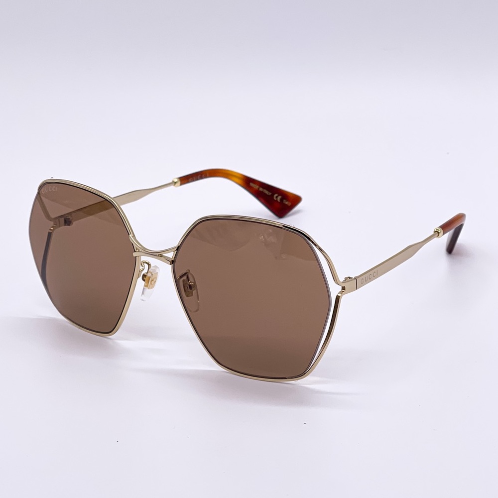 NEW GUCCI GG0818SA 002 WOMEN’S SUNGLASSES GUCCI GG0818S BROWN - Picture 6 of 14